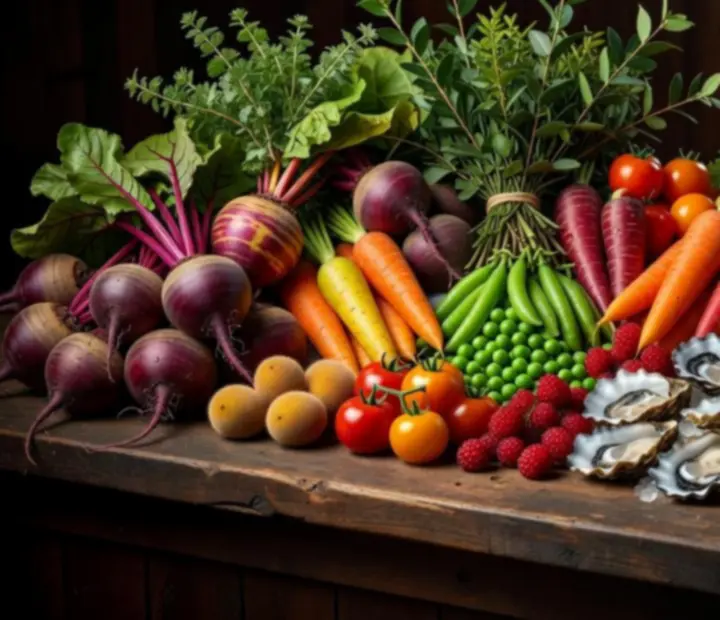 Selection of seasonal Australian produce arranged for the Blindsand Brasserie kitchen
